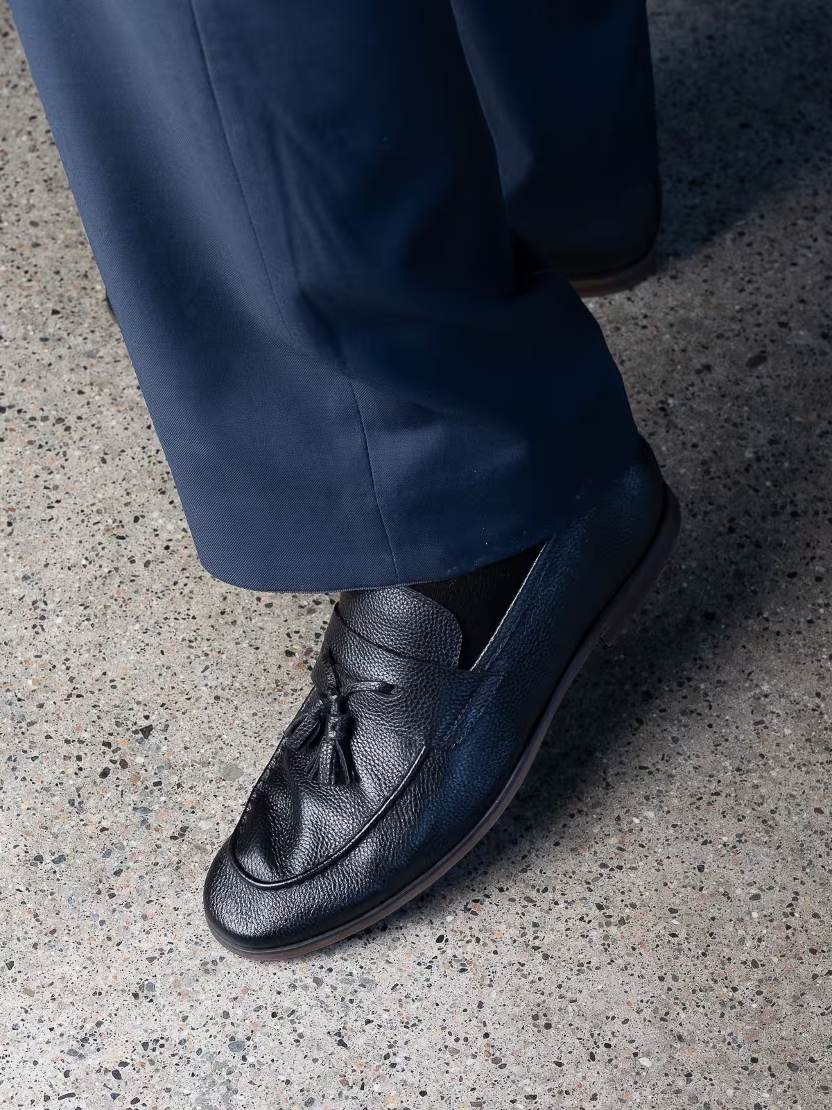 Svart dusk-loafer i skinn